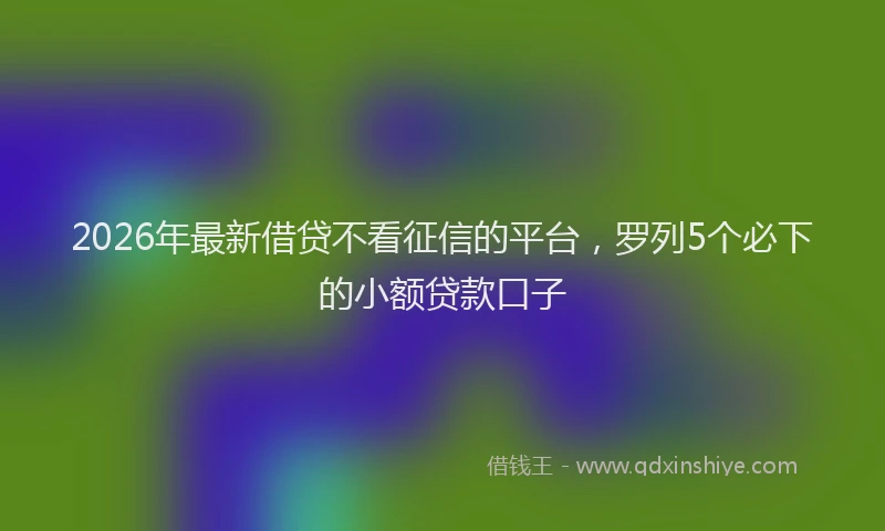 2026年最新借贷不看征信的平台,罗列5个必下的小额贷款口子