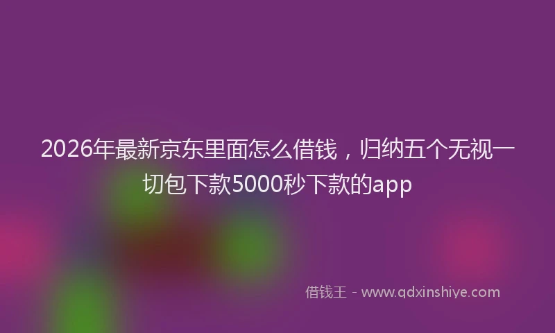 2026年最新京东里面怎么借钱，归纳五个无视一切包下款5000秒下款的app