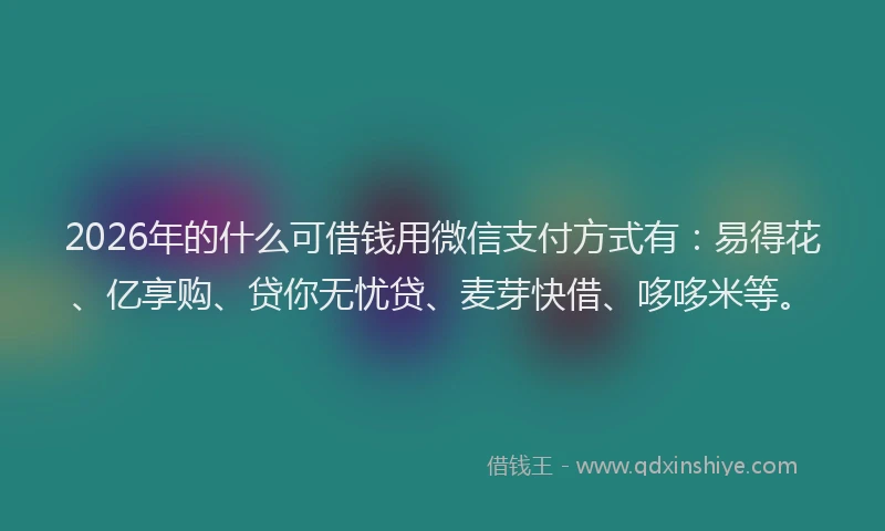 2026年的什么可借钱用微信支付方式有：易得花、亿享购、贷你无忧贷、麦芽快借、哆哆米等。