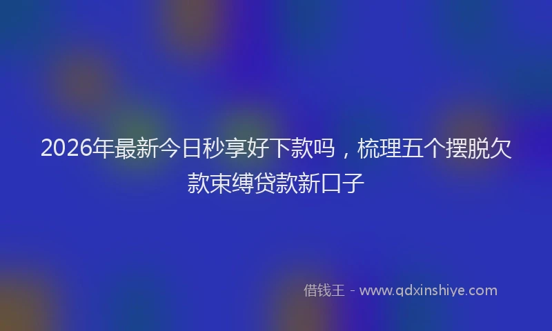 2026年最新今日秒享好下款吗，梳理五个摆脱欠款束缚贷款新口子