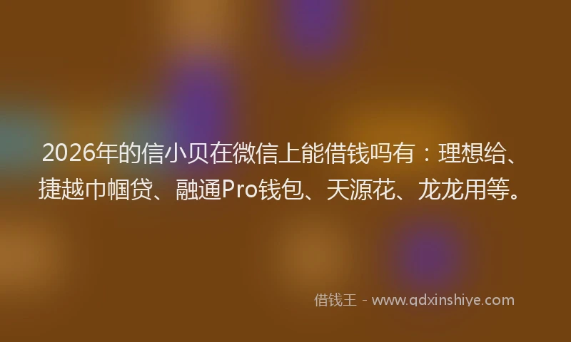 2026年的信小贝在微信上能借钱吗有：理想给、捷越巾帼贷、融通Pro钱包、天源花、龙龙用等。
