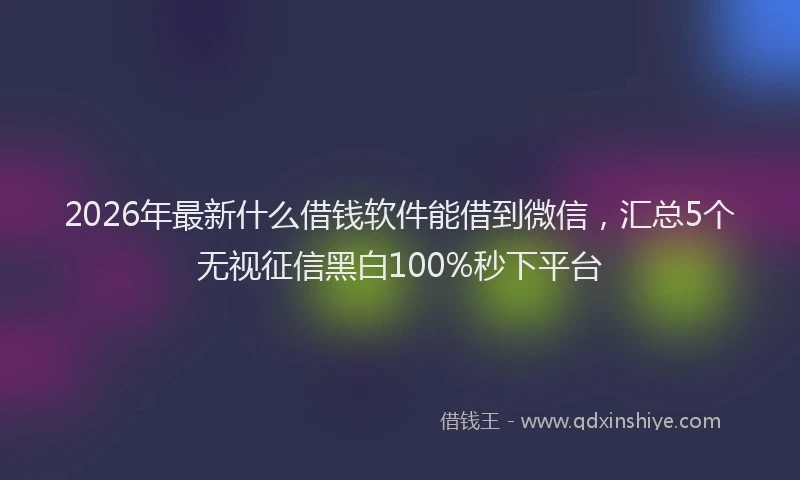 2026年最新什么借钱软件能借到微信，汇总5个无视征信黑白100%秒下平台