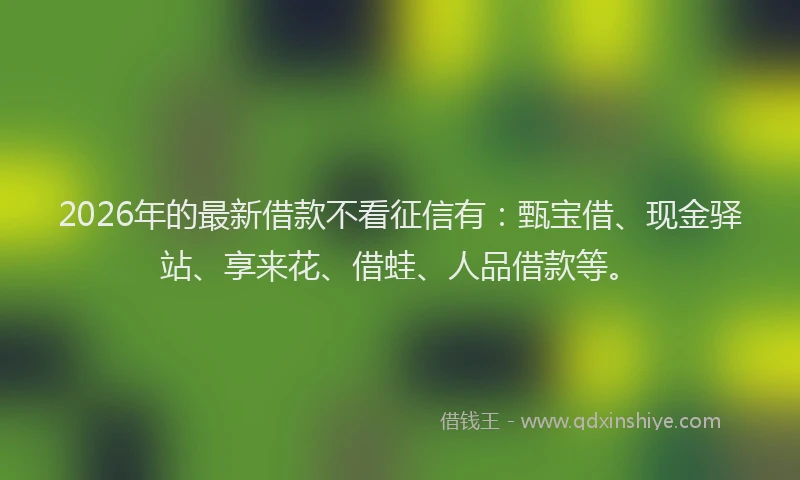 2026年的最新借款不看征信有：甄宝借、现金驿站、享来花、借蛙、人品借款等。