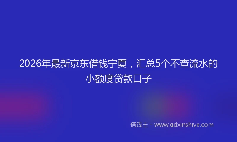 2026年最新京东借钱宁夏，汇总5个不查流水的小额度贷款口子