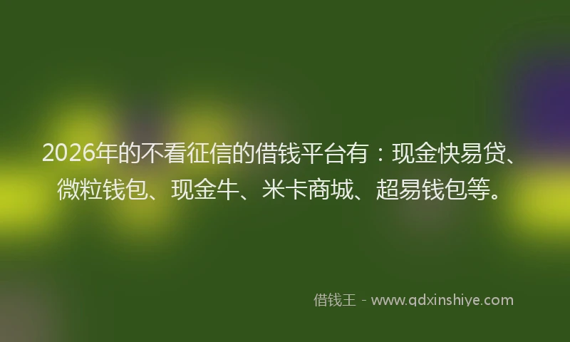 2026年的不看征信的借钱平台有：现金快易贷、微粒钱包、现金牛、米卡商城、超易钱包等。