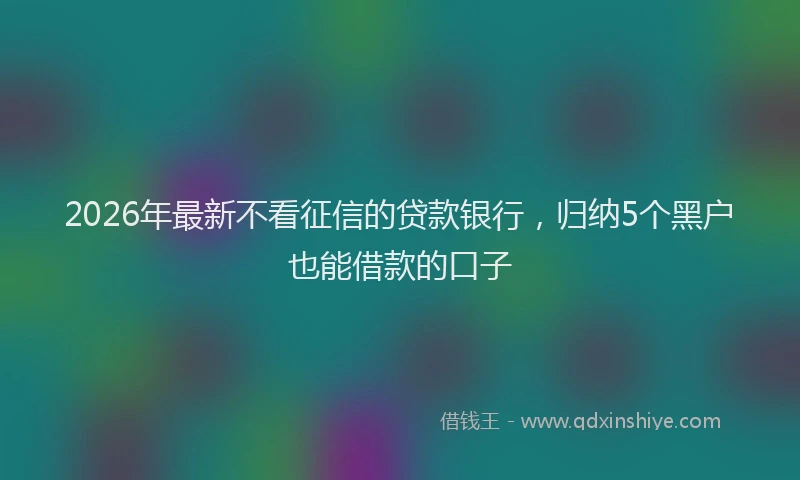2026年最新不看征信的贷款银行，归纳5个黑户也能借款的口子