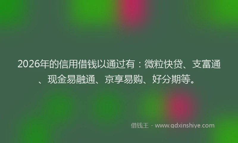 2026年的信用借钱以通过有：微粒快贷、支富通、现金易融通、京享易购、好分期等。