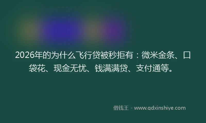2026年的为什么飞行贷被秒拒有：微米金条、口袋花、现金无忧、钱满满贷、支付通等。