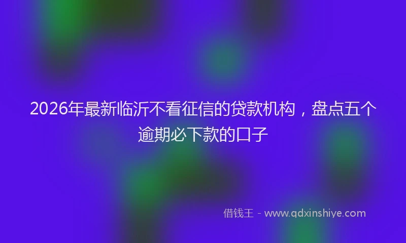 2026年最新临沂不看征信的贷款机构,盘点五个逾期必下款的口子