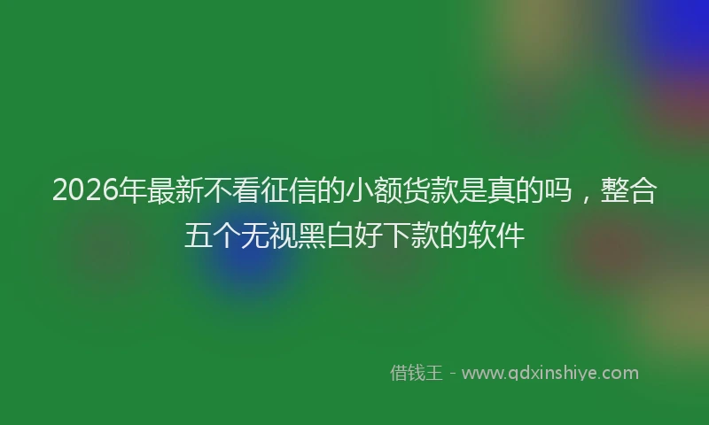 2026年最新不看征信的小额货款是真的吗，整合五个无视黑白好下款的软件