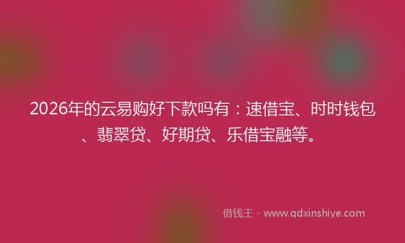 2026年的云易购好下款吗有：速借宝、时时钱包、翡翠贷、好期贷、乐借宝融等。