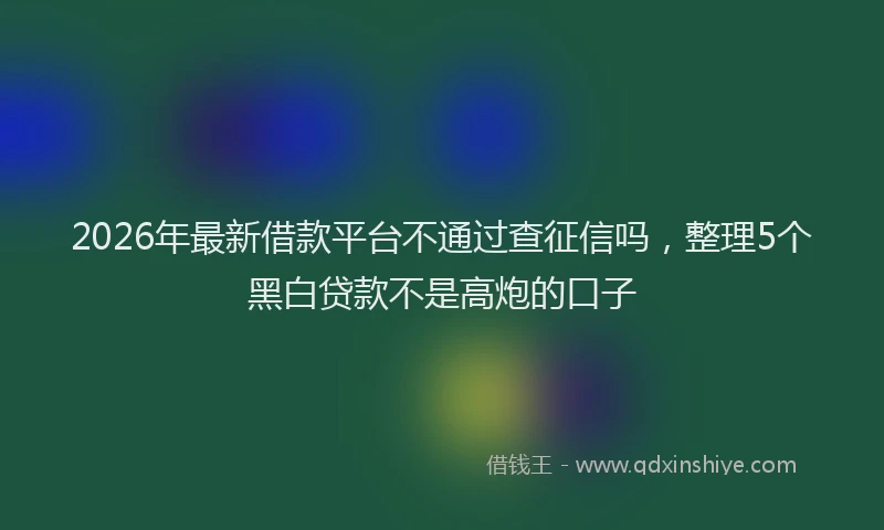 2026年最新借款平台不通过查征信吗，整理5个黑白贷款不是高炮的口子