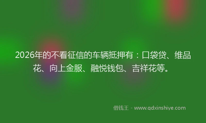 2026年的不看征信的车辆抵押有:口袋贷、维品花、向上金服、融悦钱包、吉祥花等。