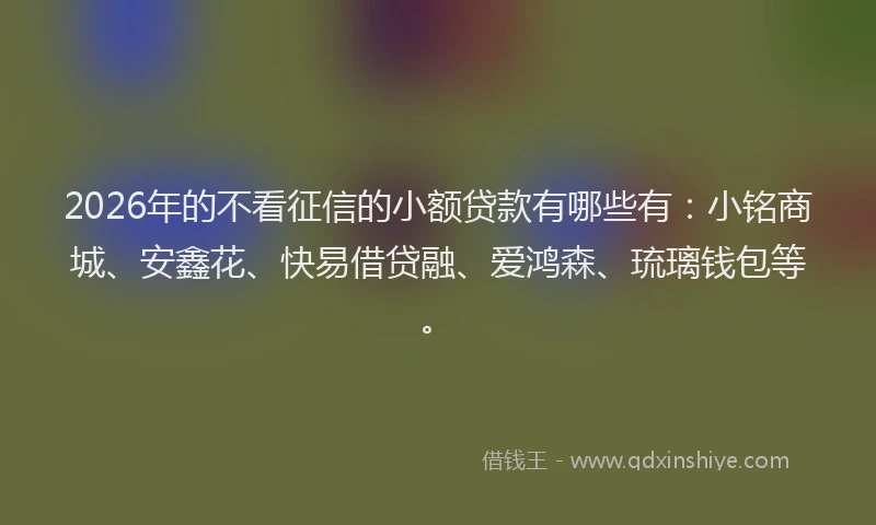 2026年的不看征信的小额贷款有哪些有：小铭商城、安鑫花、快易借贷融、爱鸿森、琉璃钱包等。