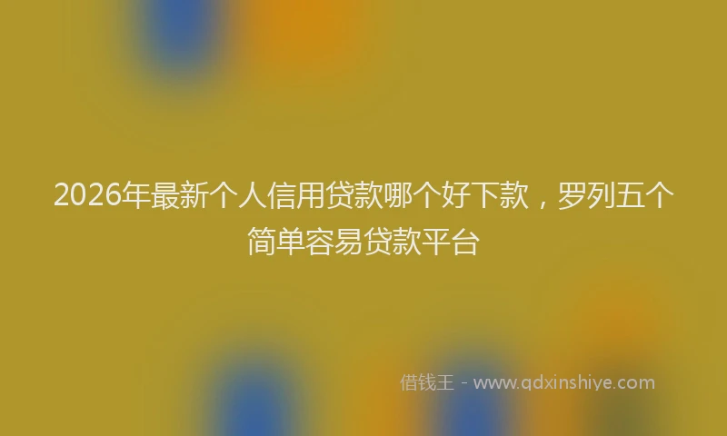 2026年最新个人信用贷款哪个好下款，罗列五个简单容易贷款平台