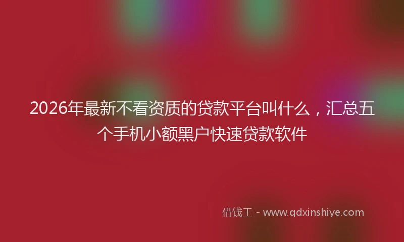 2026年最新不看资质的贷款平台叫什么，汇总五个手机小额黑户快速贷款软件