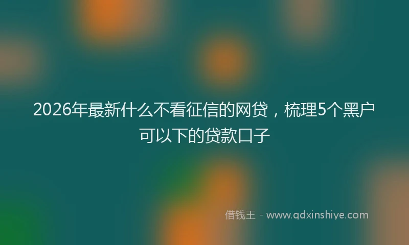 2026年最新什么不看征信的网贷，梳理5个黑户可以下的贷款口子