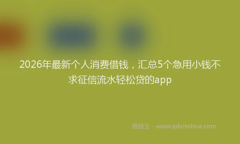 2026年最新个人消费借钱,汇总5个急用小钱不求征信流水轻松贷的app