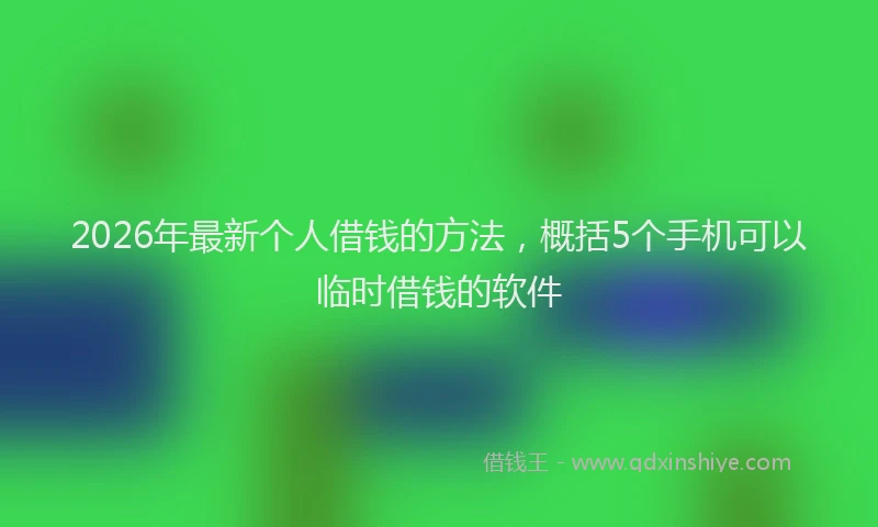2026年最新个人借钱的方法,概括5个手机可以临时借钱的软件