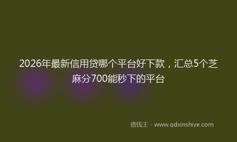 2026年最新信用贷哪个平台好下款，汇总5个芝麻分700能秒下的平台