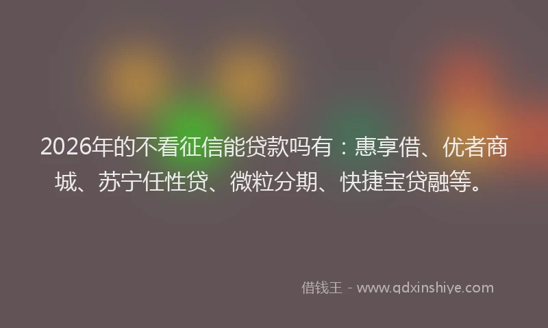 2026年的不看征信能贷款吗有：惠享借、优者商城、苏宁任性贷、微粒分期、快捷宝贷融等。
