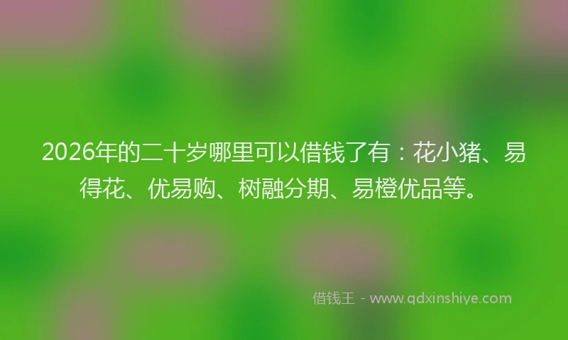 2026年的二十岁哪里可以借钱了有:花小猪、易得花、优易购、树融分期、易橙优品等。
