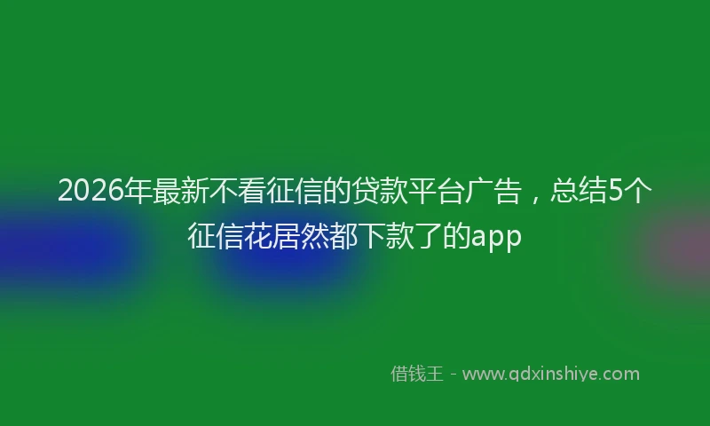 2026年最新不看征信的贷款平台广告，总结5个征信花居然都下款了的app