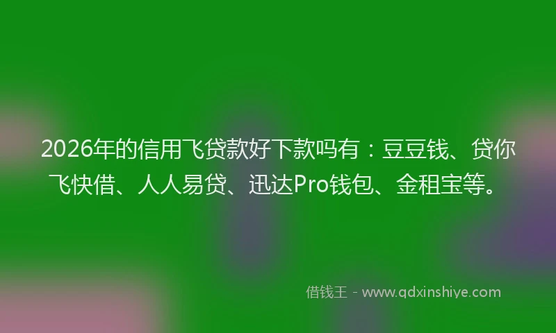 2026年的信用飞贷款好下款吗有：豆豆钱、贷你飞快借、人人易贷、迅达Pro钱包、金租宝等。