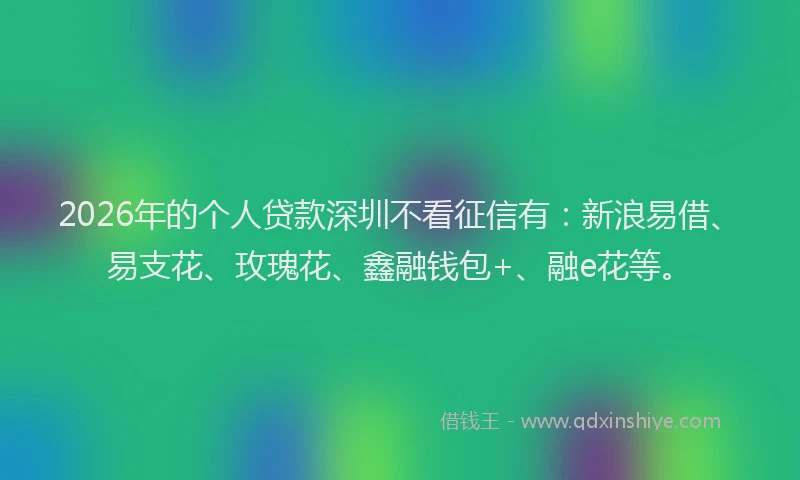2026年的个人贷款深圳不看征信有：新浪易借、易支花、玫瑰花、鑫融钱包+、融e花等。