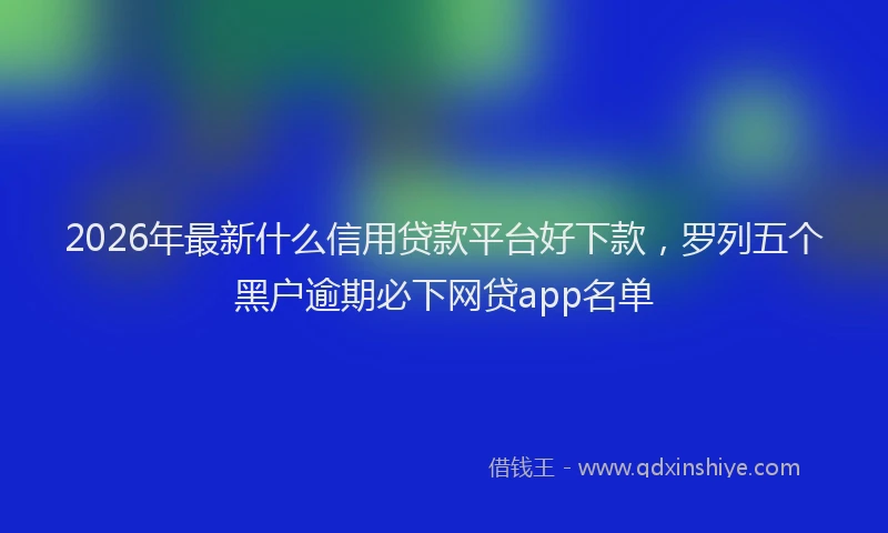 2026年最新什么信用贷款平台好下款，罗列五个黑户逾期必下网贷app名单