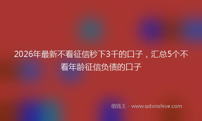 2026年最新不看征信秒下3千的口子,汇总5个不看年龄征信负债的口子