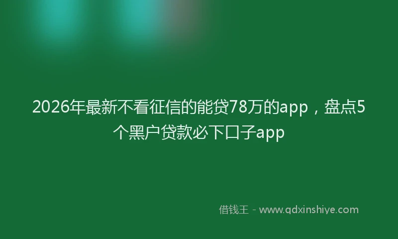 2026年最新不看征信的能贷78万的app，盘点5个黑户贷款必下口子app