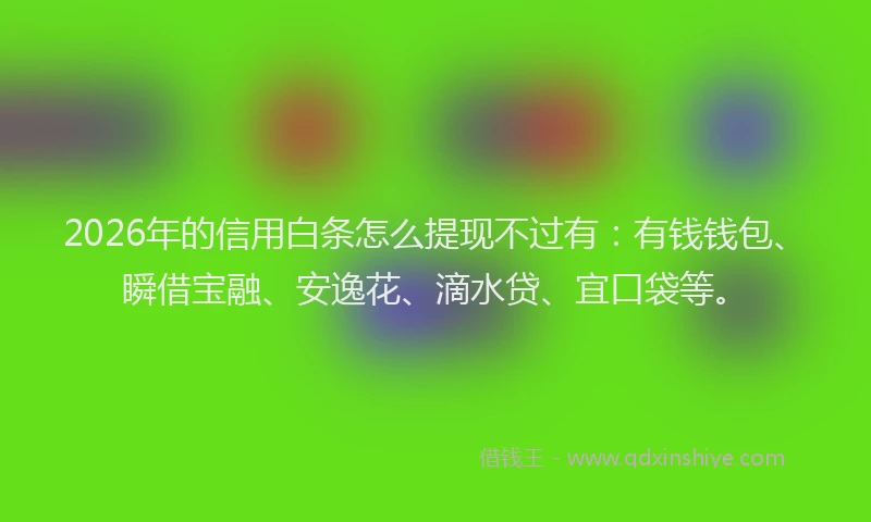 2026年的信用白条怎么提现不过有：有钱钱包、瞬借宝融、安逸花、滴水贷、宜口袋等。