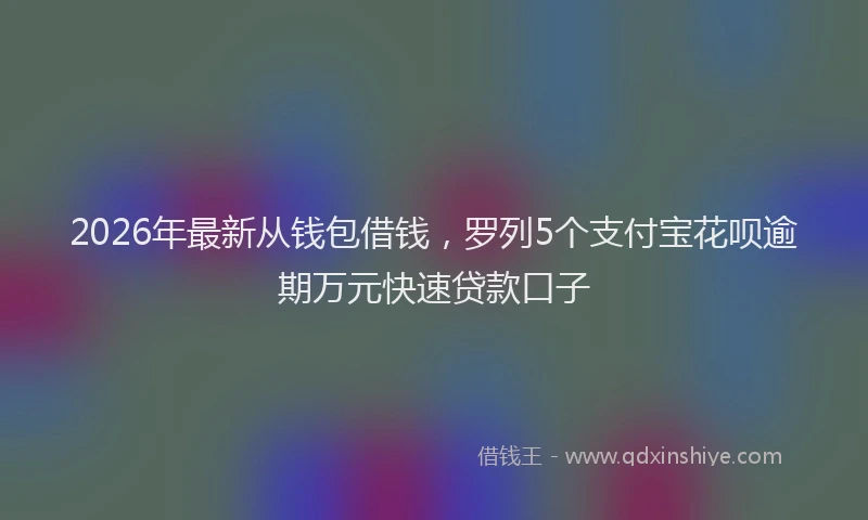 2026年最新从钱包借钱,罗列5个支付宝花呗逾期万元快速贷款口子