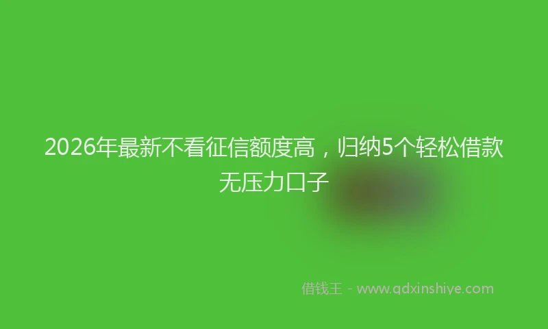 2026年最新不看征信额度高，归纳5个轻松借款无压力口子