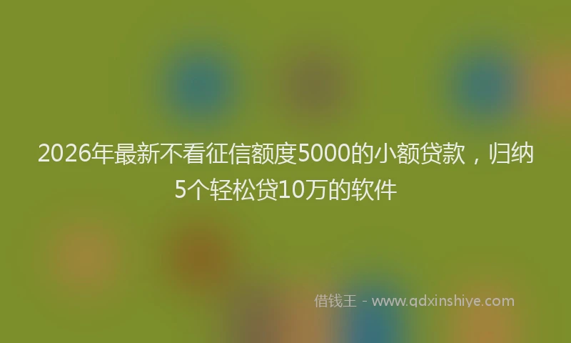 2026年最新不看征信额度5000的小额贷款，归纳5个轻松贷10万的软件