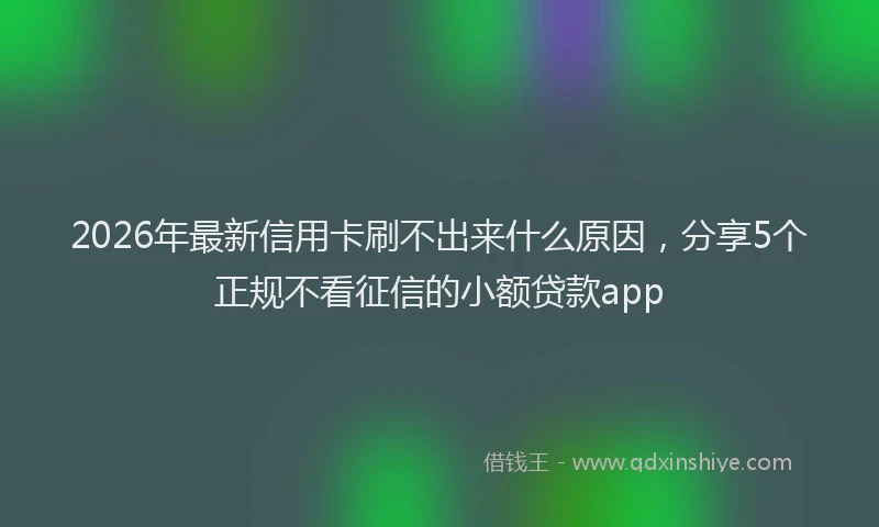 2026年最新信用卡刷不出来什么原因,分享5个正规不看征信的小额贷款app