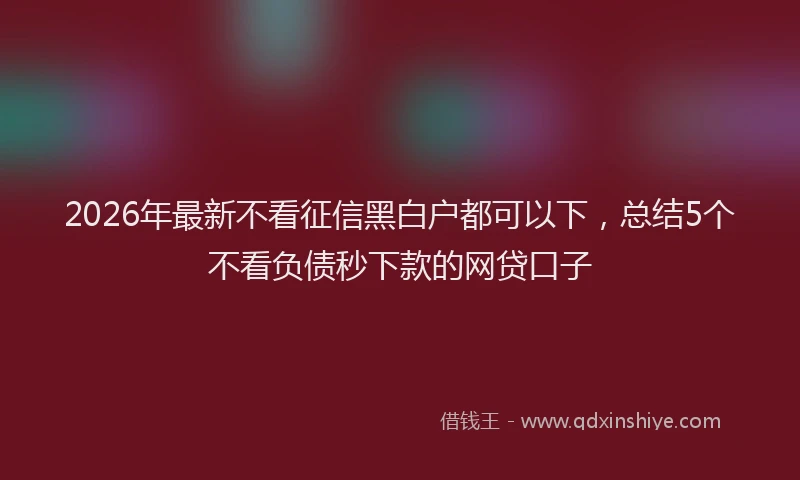 2026年最新不看征信黑白户都可以下，总结5个不看负债秒下款的网贷口子