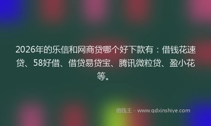 2026年的乐信和网商贷哪个好下款有:借钱花速贷、58好借、借贷易贷宝、腾讯微粒贷、盈小花等。
