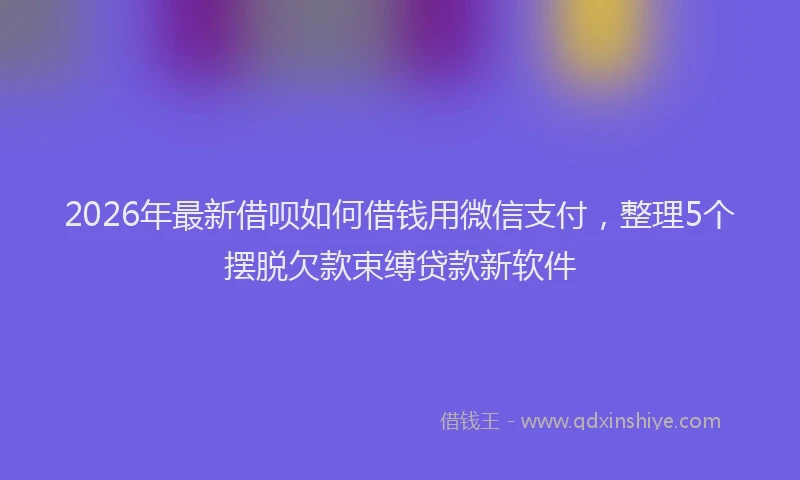 2026年最新借呗如何借钱用微信支付，整理5个摆脱欠款束缚贷款新软件