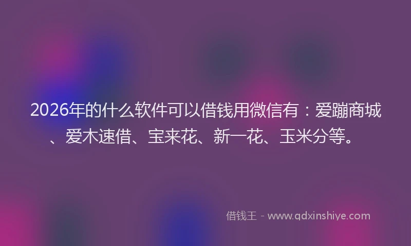 2026年的什么软件可以借钱用微信有:爱蹦商城、爱木速借、宝来花、新一花、玉米分等。