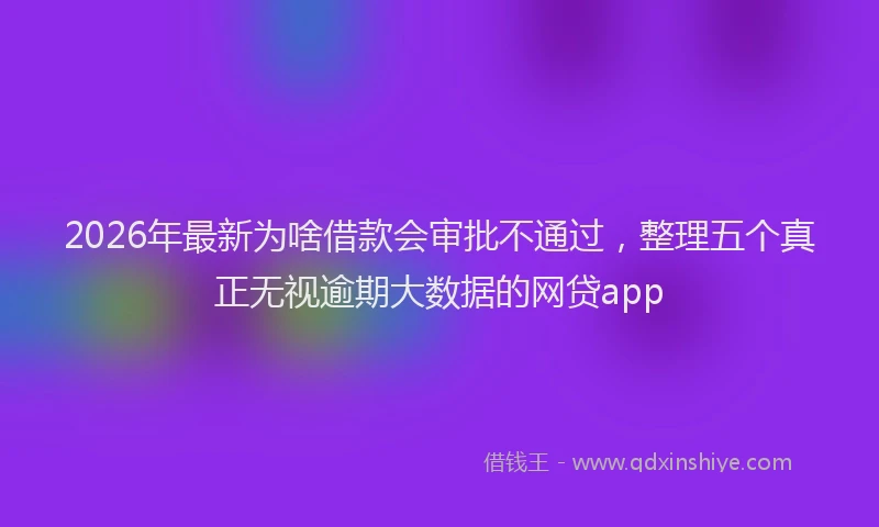 2026年最新为啥借款会审批不通过，整理五个真正无视逾期大数据的网贷app