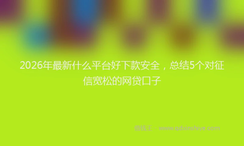 2026年最新什么平台好下款安全，总结5个对征信宽松的网贷口子