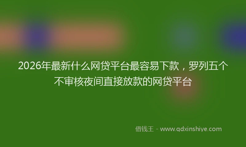 2026年最新什么网贷平台最容易下款，罗列五个不审核夜间直接放款的网贷平台