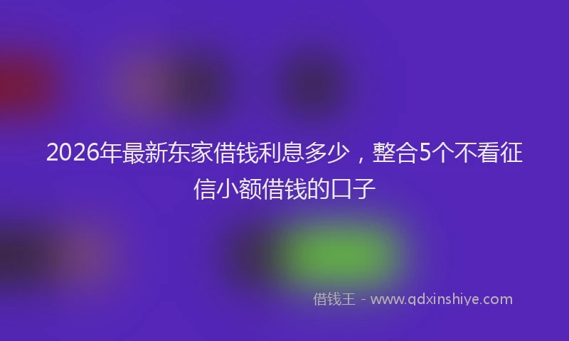 2026年最新东家借钱利息多少，整合5个不看征信小额借钱的口子