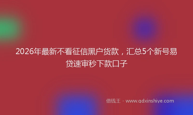 2026年最新不看征信黑户货款，汇总5个新号易贷速审秒下款口子
