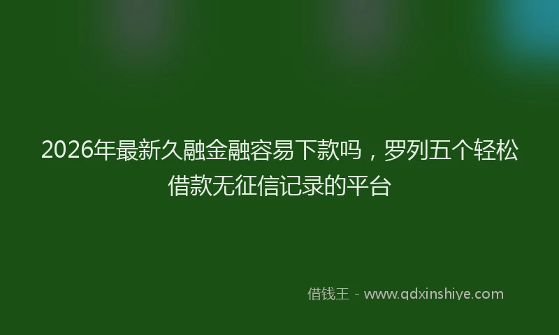 2026年最新久融金融容易下款吗，罗列五个轻松借款无征信记录的平台