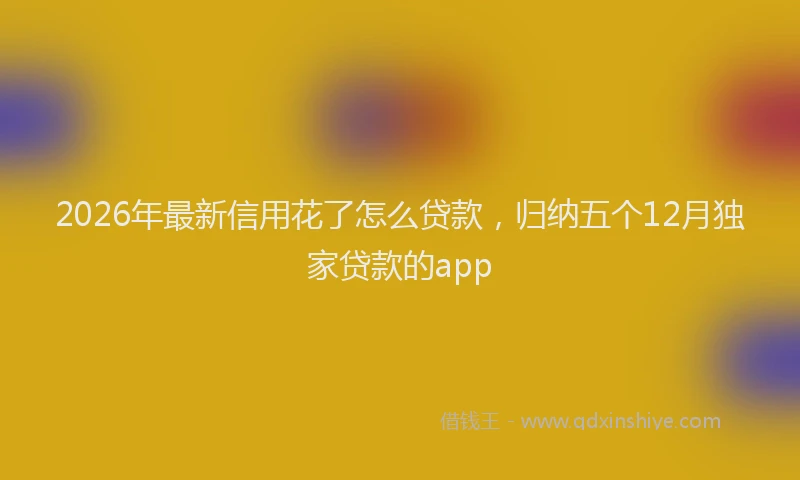 2026年最新信用花了怎么贷款，归纳五个12月独家贷款的app