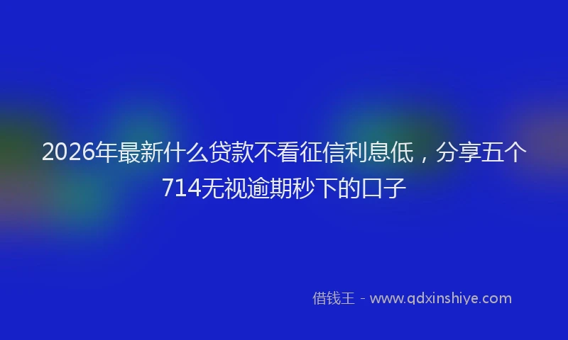 2026年最新什么贷款不看征信利息低,分享五个714无视逾期秒下的口子
