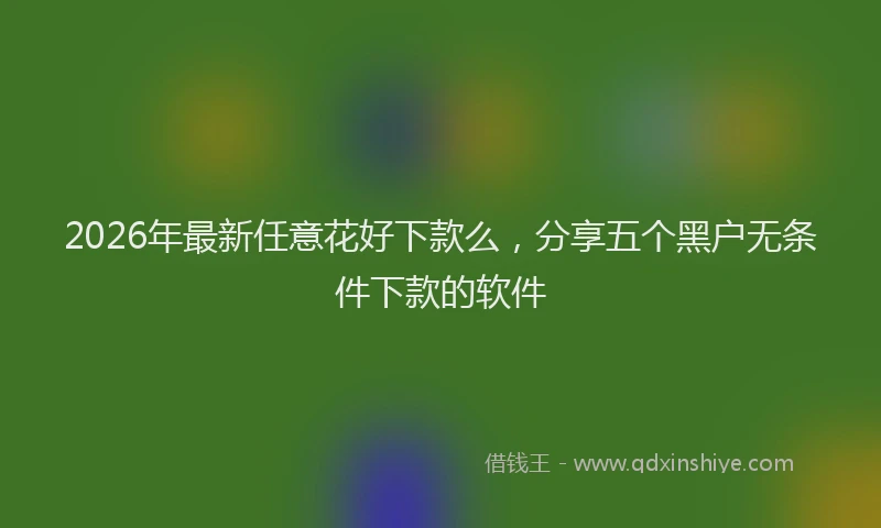 2026年最新任意花好下款么，分享五个黑户无条件下款的软件